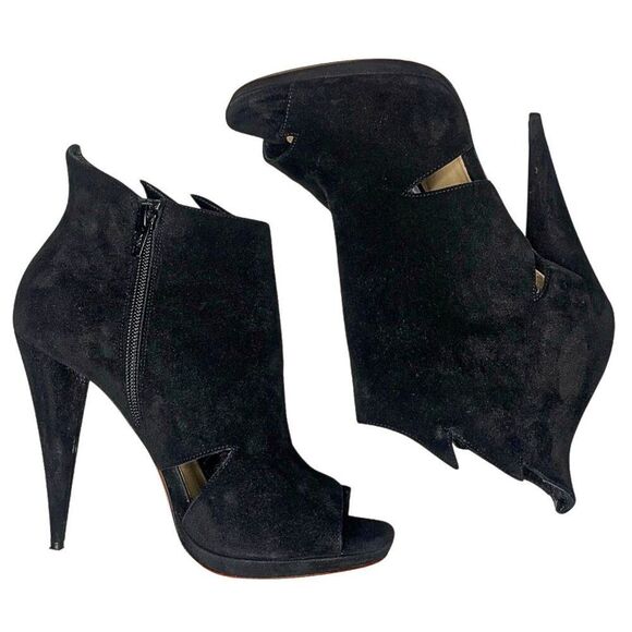 Christian Louboutin Belfeconica Suede 120mm Heeled Bootie Black EU 39 US 9 - Picture 4 of 11